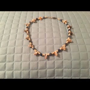 Blue Bead and Shell Necklace